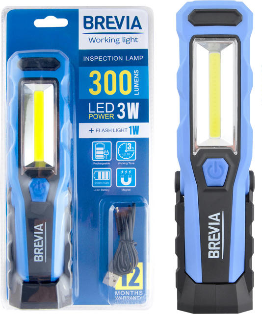 Фонарь инспекционный Brevia LED 8SMD+1W LED 300lm 2000mAh+microUSB (11320) фото 4