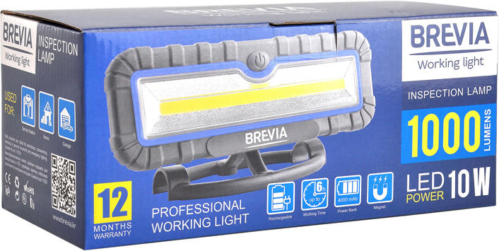Фонарь инспекционный Brevia LED 10W COB 1000lm 4000mAh Power Bank type-C (11510) фото 3