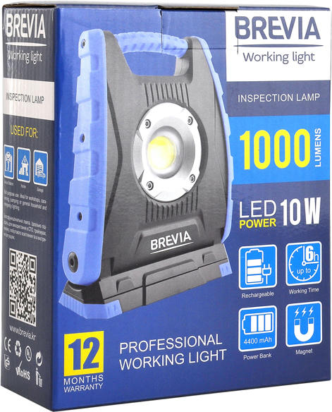 Фонарь инспекционный Brevia LED 10W COB 1000lm 4400mAh Power Bank type-C (11410) фото 4