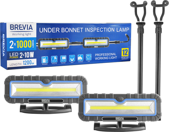 Фонарь инспекционный Brevia LED 2x10W COB 2x1000lm 2x4000mAh Power Bank type-C (11520) фото 4