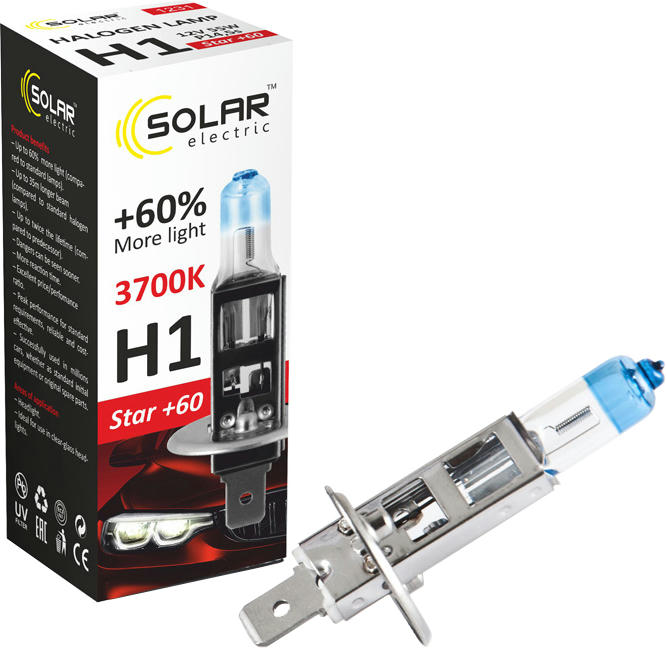 Лампа Solar галогенова H1 12V 55W P14.5s Starlight +60% (1231)фото3