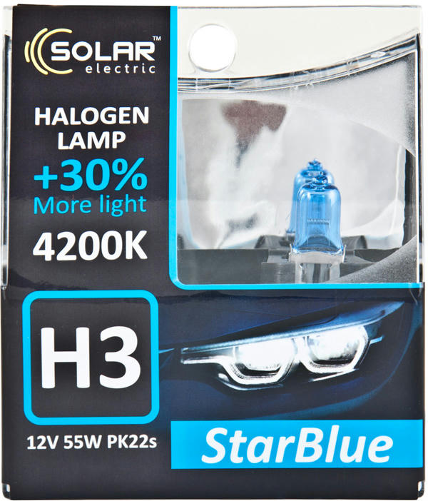 Лампа Solar галогеновая H3 12V 55W PK22s StarBlue 4200K SET (1243S2) фото 3