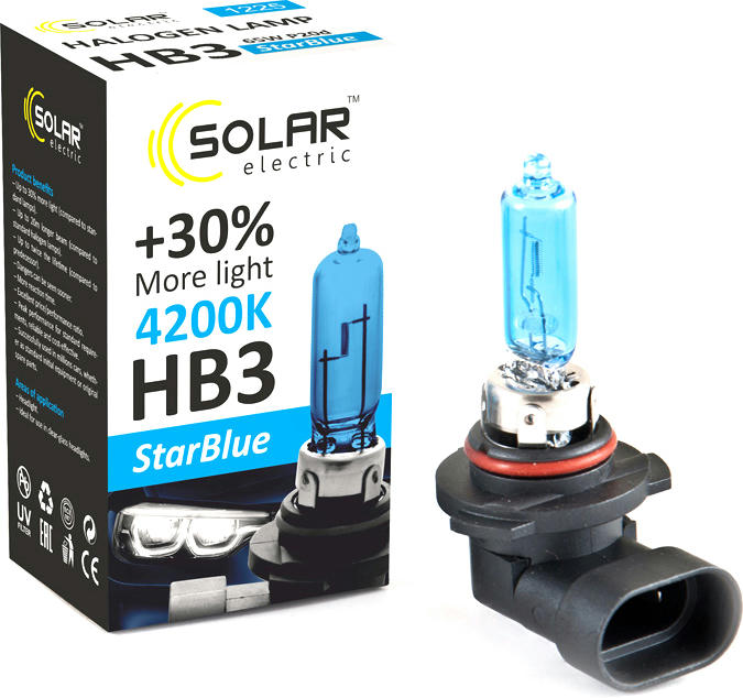 Лампа Solar галогенова HB3 12V 65W P20d StarBlue 4200K (1225)фото2