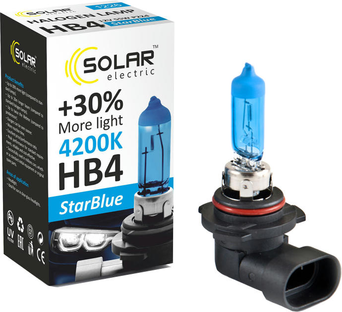 Лампа Solar галогенова HB4 12V 55W P22d StarBlue 4200K (1226)фото2