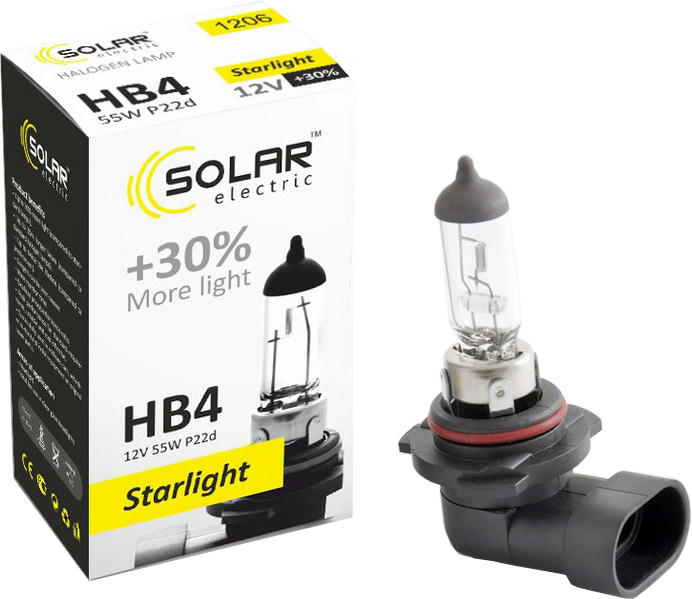 Лампа Solar галогеновая HB4 12V 55W P22d Starlight +30% (1206) фото 2