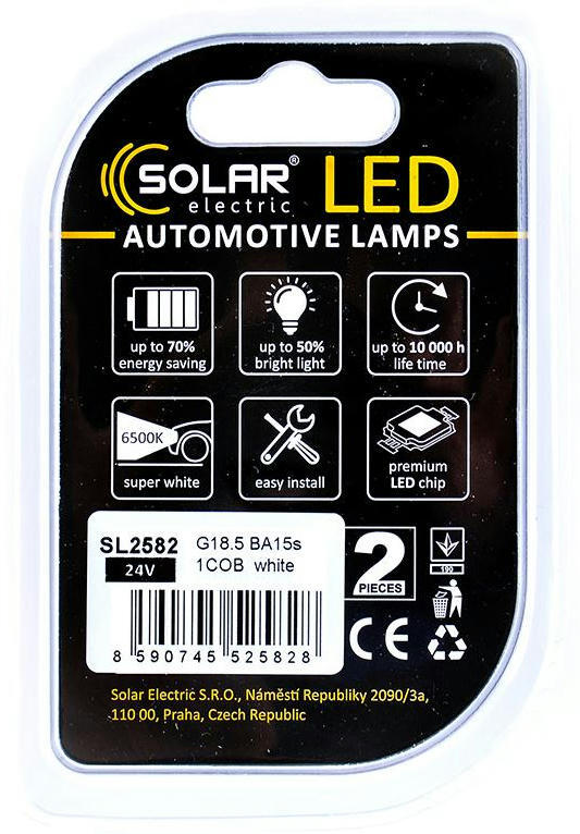 Лампа Solar LED 24V G18.5 BA15s Білий 2шт (SL2582)фото