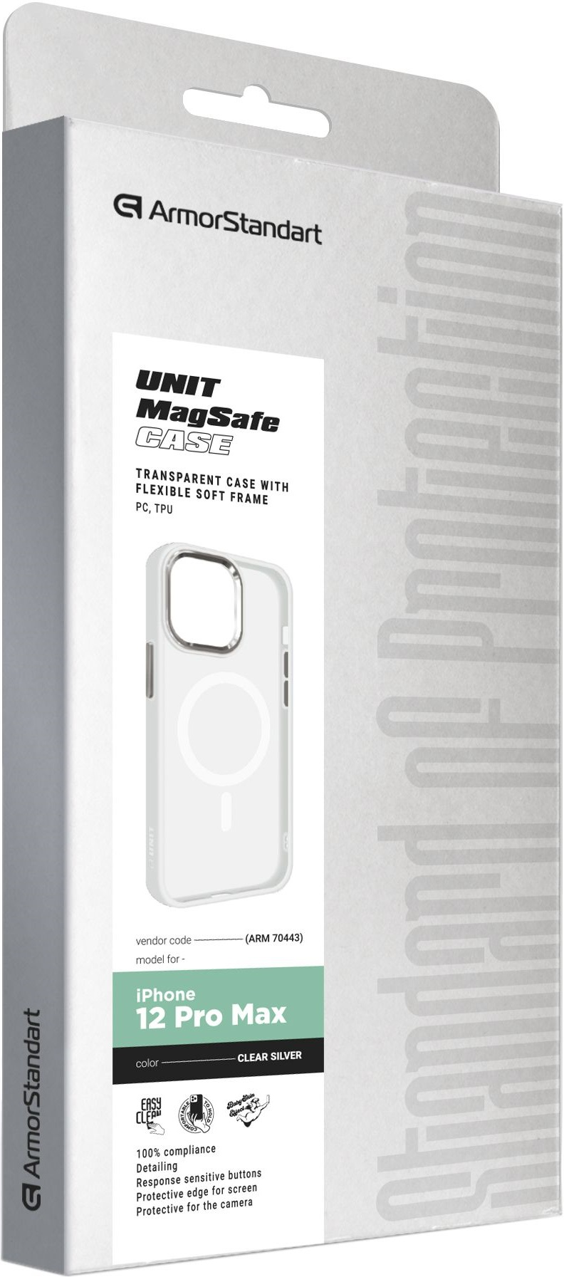 Чохол ArmorStandart Unit MagSafe для Apple iPhone 12 Pro Max Matte Clear Silver (ARM70443)фото2
