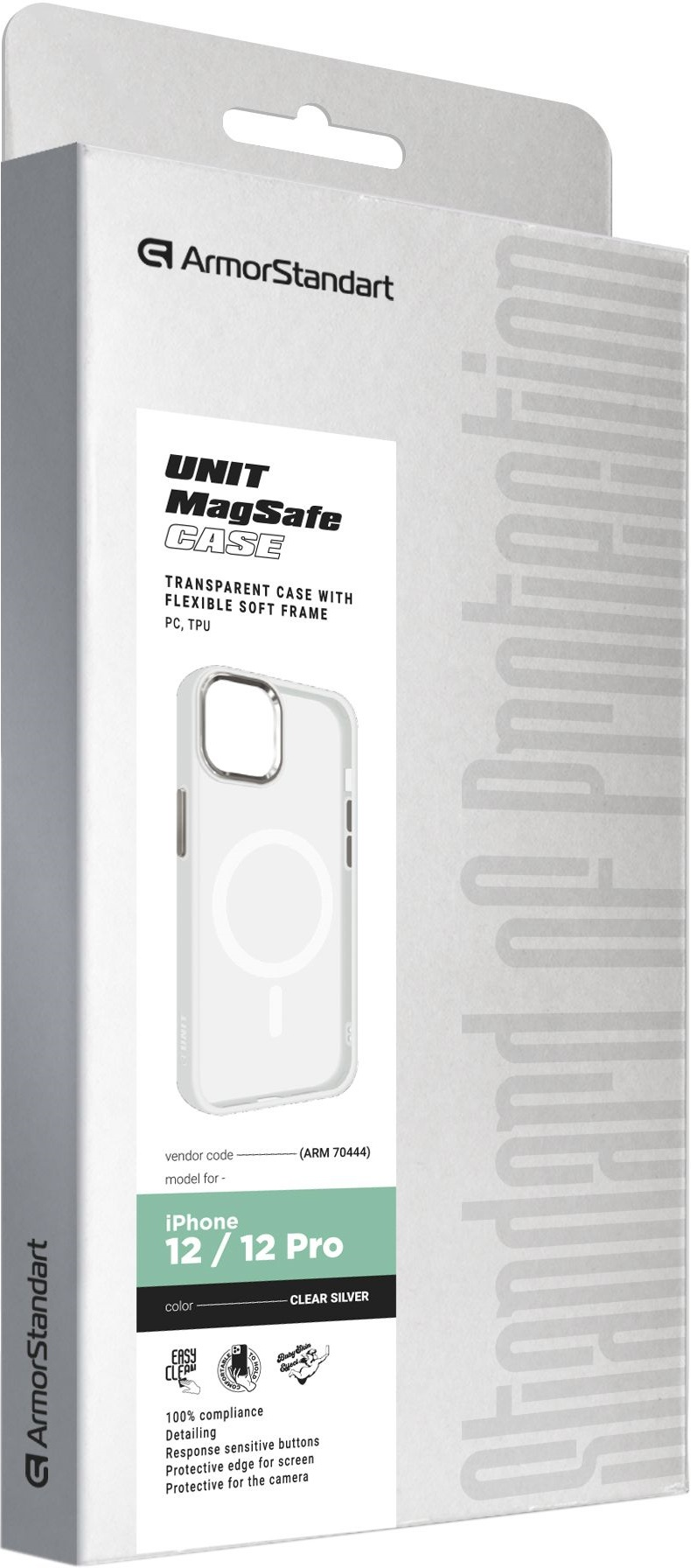 Чехол ArmorStandart Unit MagSafe для Apple iPhone 12/12 Pro Matte Clear Silver (ARM70444) фото 2