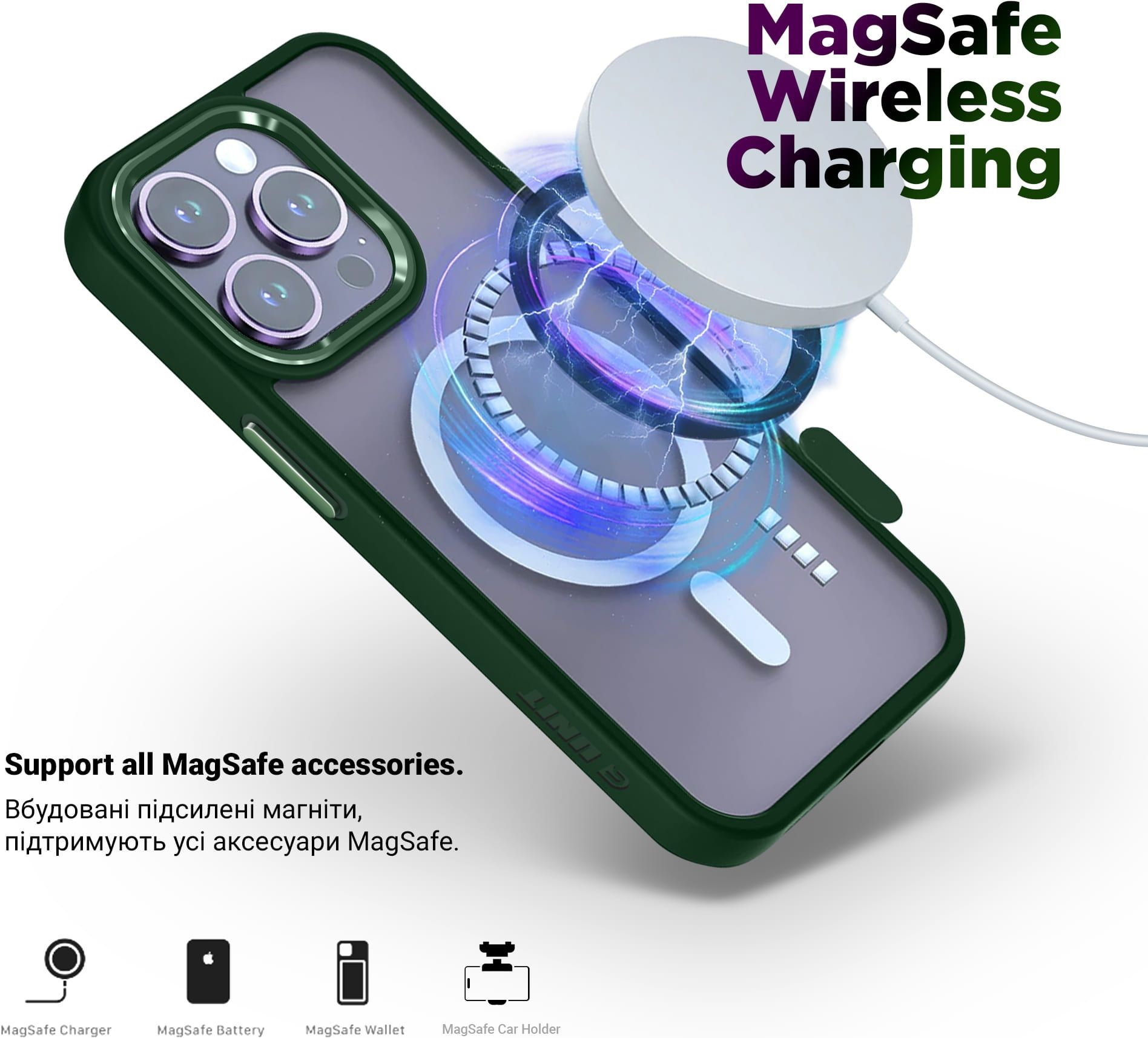 Чохол ArmorStandart Unit MagSafe для Apple iPhone 13 Dark Green (ARM66938)фото5