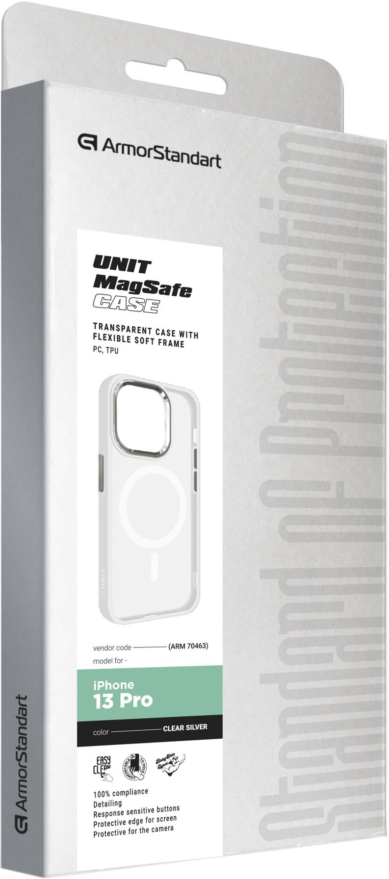 Чохол ArmorStandart Unit MagSafe для Apple iPhone 13 Pro Matte Clear Silver (ARM70463)фото2