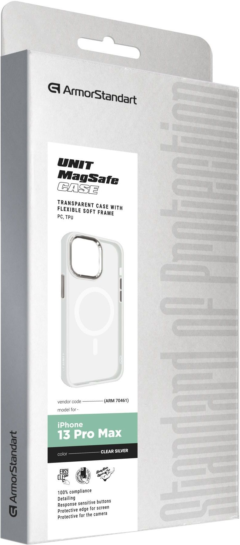 Чехол ArmorStandart Unit MagSafe для Apple iPhone 13 Pro Max Matte Clear Silver (ARM70461) фото 2