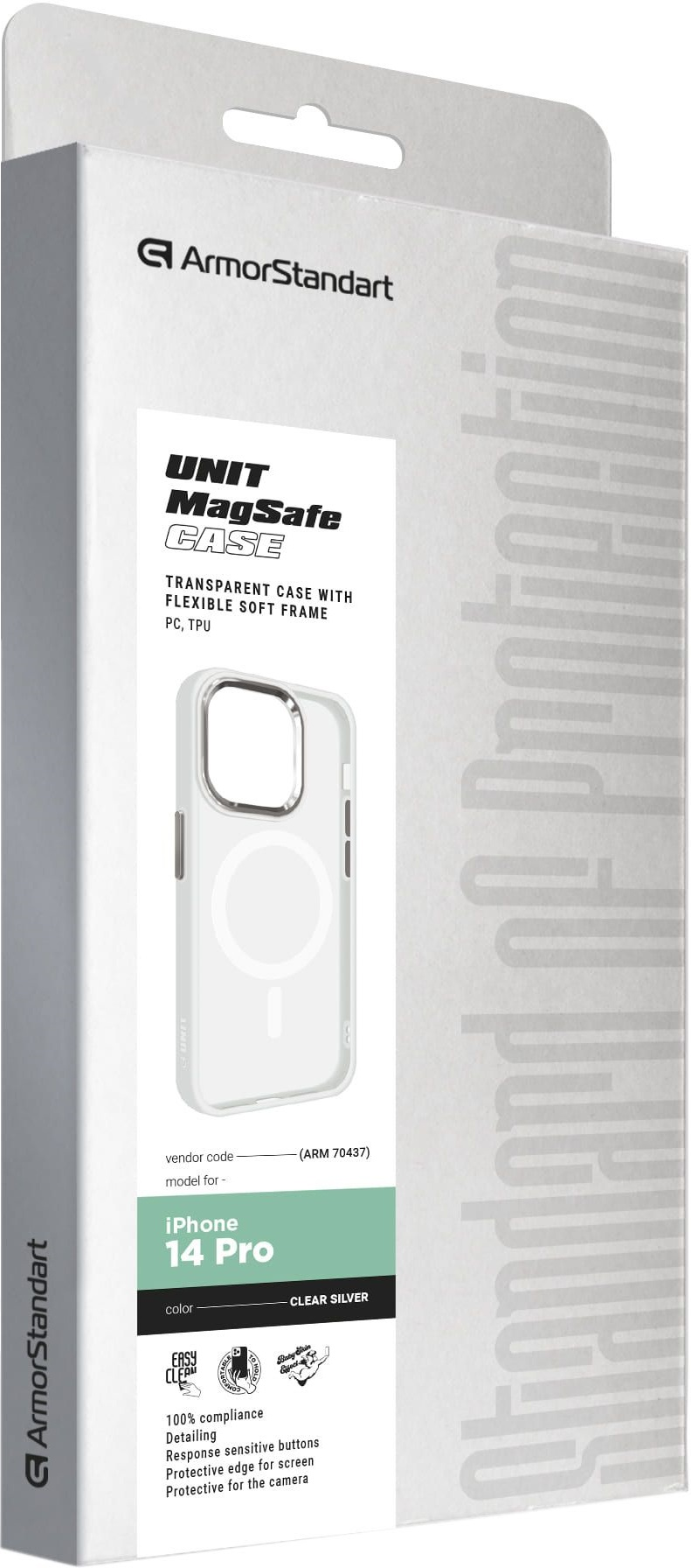 Чохол ArmorStandart Unit MagSafe для Apple iPhone 14 Pro Matte Clear Silver (ARM70437)фото2