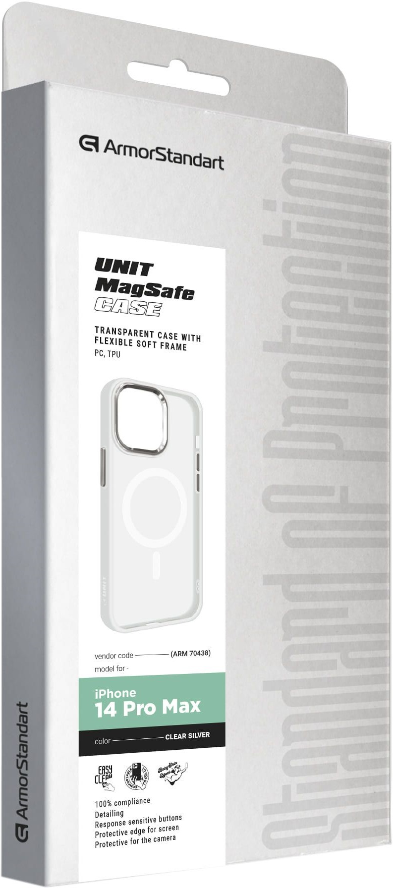 Чехол ArmorStandart Unit MagSafe для Apple iPhone 14 Pro Max Matte Clear Silver (ARM70438) фото 2