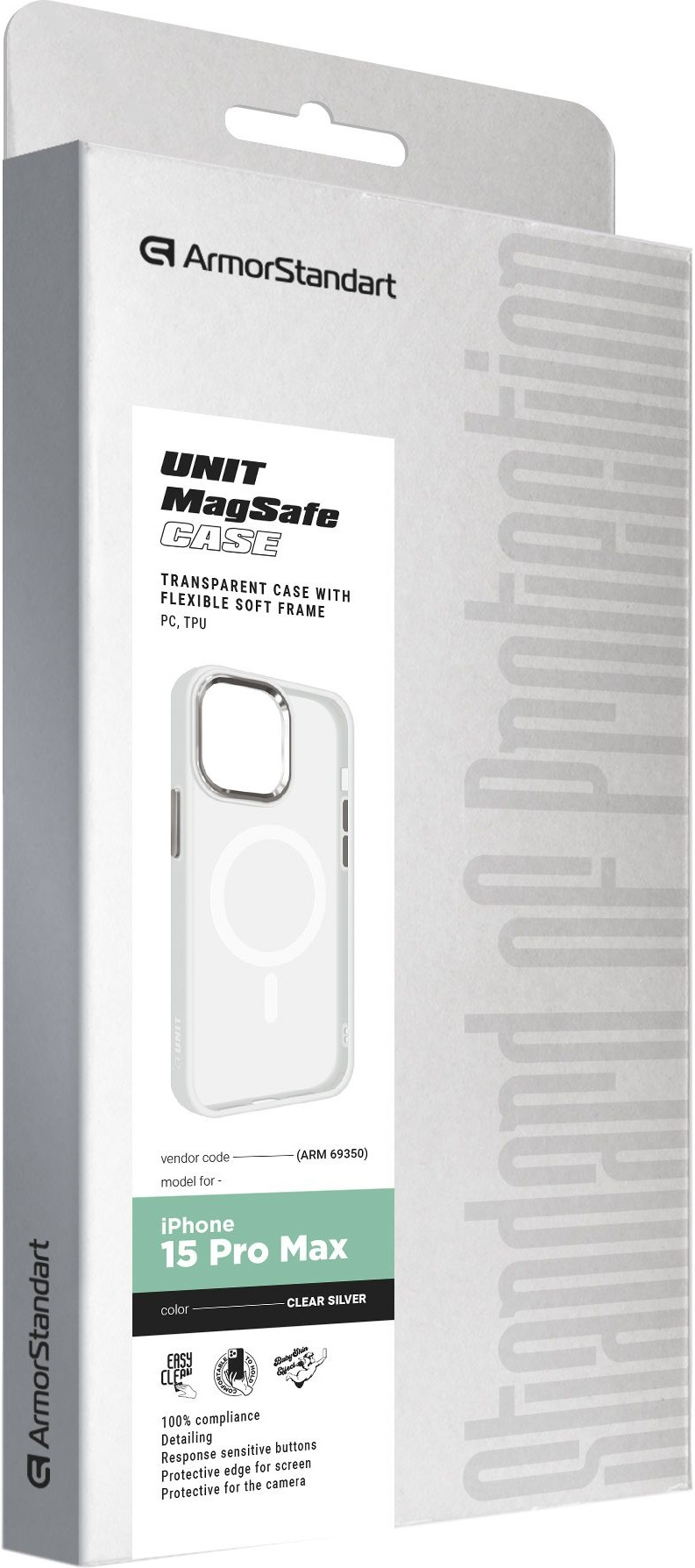 Чехол ArmorStandart Unit MagSafe для Apple iPhone 15 Pro Max Matte Clear Silver (ARM69350) фото 2
