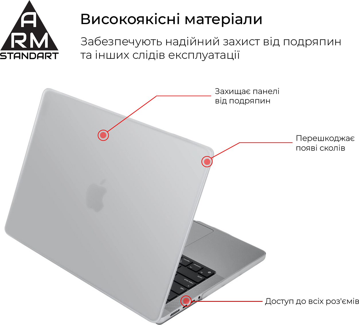 Накладка ArmorStandart Air Shell для MacBook Pro 14 M3 / M2 / M1 (A2442/A2779) 2021/2023 Clear ARM60615) фото 2