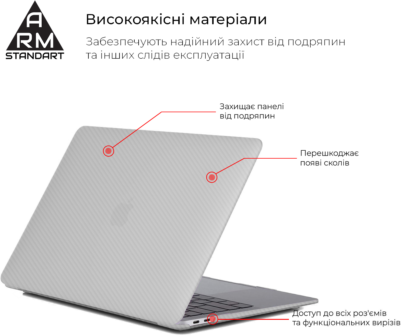 Накладка ArmorStandart LikeCarbon для MacBook Air 13.3 2018 (A2337/A1932/A2179) White (ARM68158)фото2