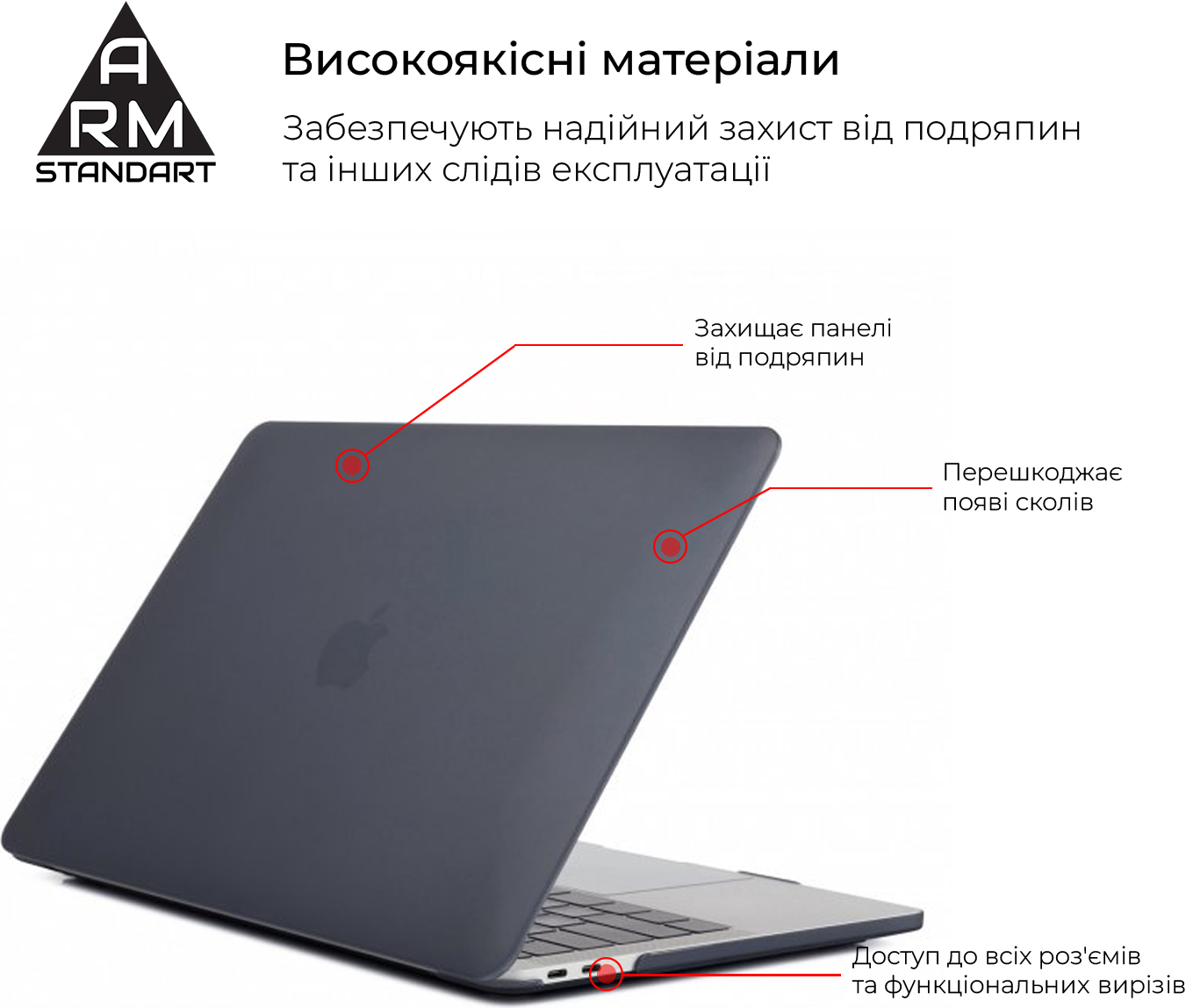 Накладка ArmorStandart Matte Shell для MacBook Air 13.3 2018 (A2337/A1932/A2179) Black (ARM58731)фото2