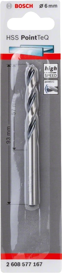 Свердло для металу Bosch HSS-PointTeQ, 6х57х93мм (2.608.577.167)фото2