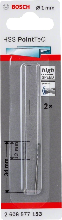 Сверло по металлу Bosch HSS-PointTeQ, 1х12х34мм, 2шт (2.608.577.153) фото 2