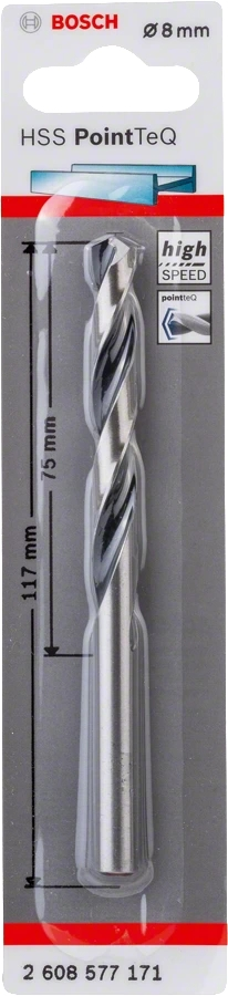 Свердло для металу Bosch HSS-PointTeQ, 8х75х117мм (2.608.577.171)фото2