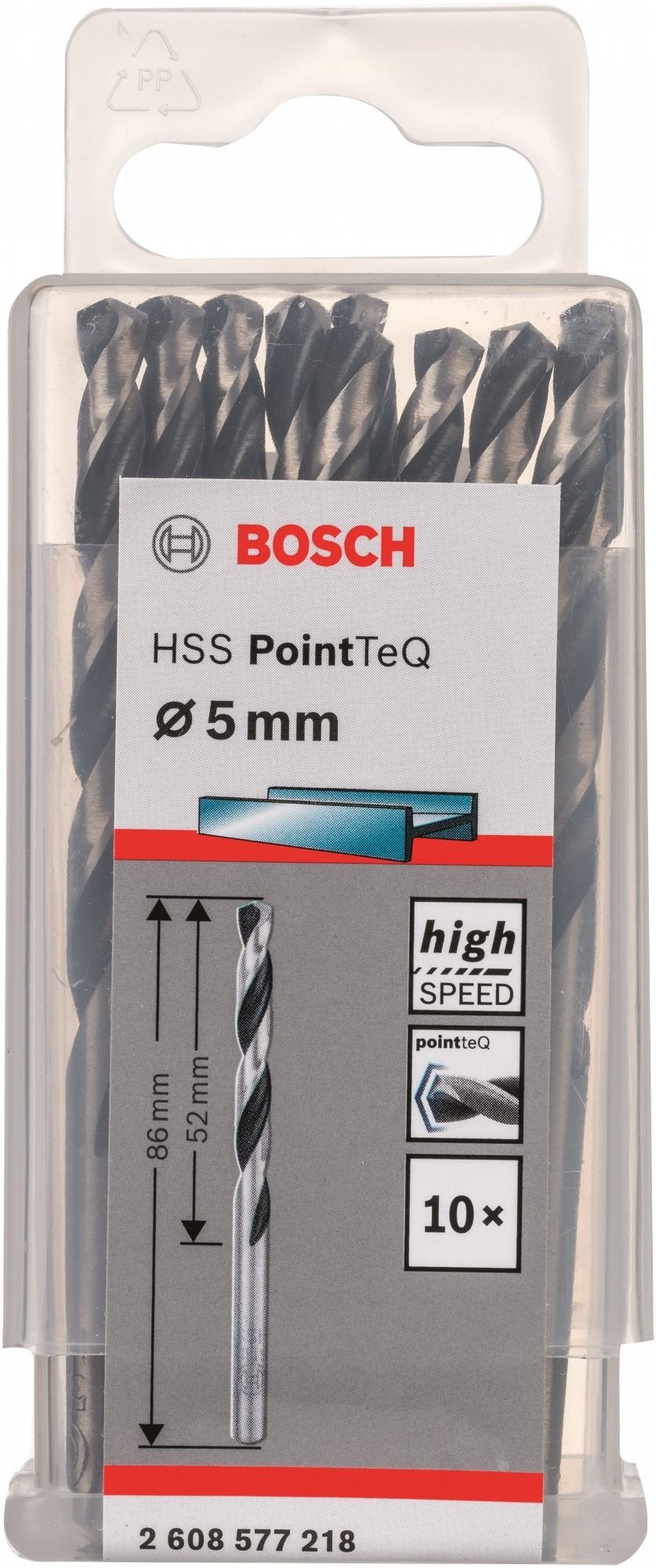 Сверло по металлу Bosch HSS-PointTeQ, 5х52х86мм, 10шт (2.608.577.218) фото 2