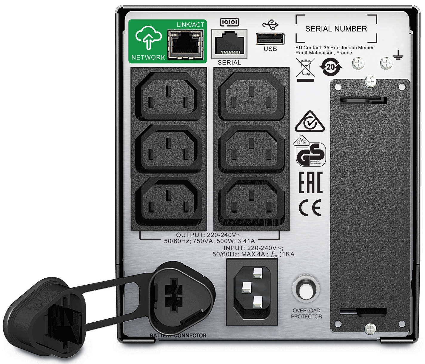 ИБП APC Smart-UPS 750VA/500W, LCD, USB, 8xC13 (SMT750IC) фото 2