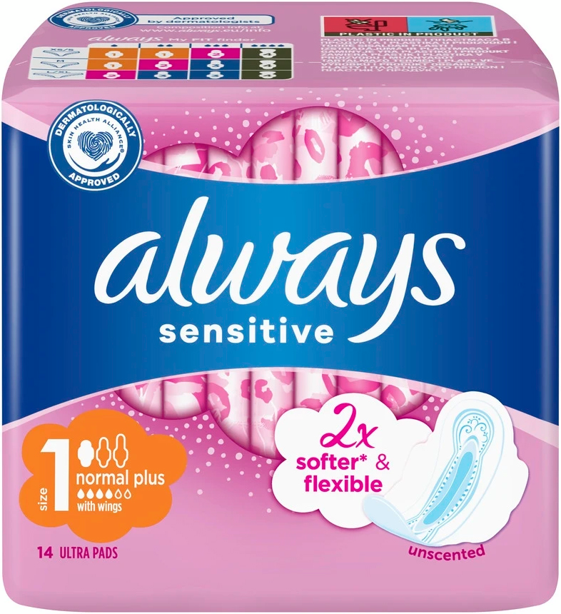 Прокладки гігієнічні Always Sensitive Normal Plus Розмір 1 14штфото3