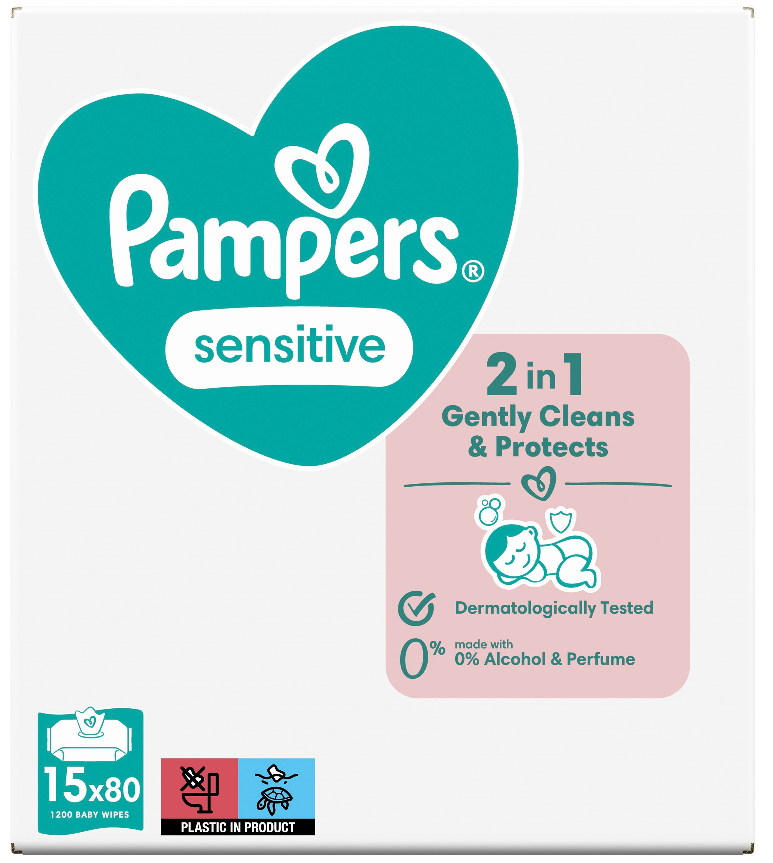 Салфетки влажные детские Pampers Sensitive 15*80шт фото 2