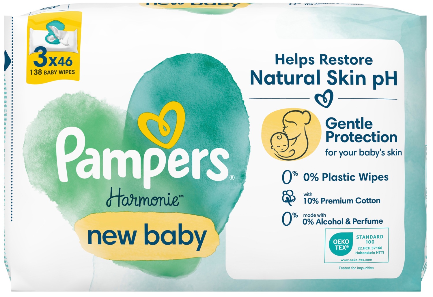 Салфетки влажные детские Pampers Harmonie new baby 3*46шт фото