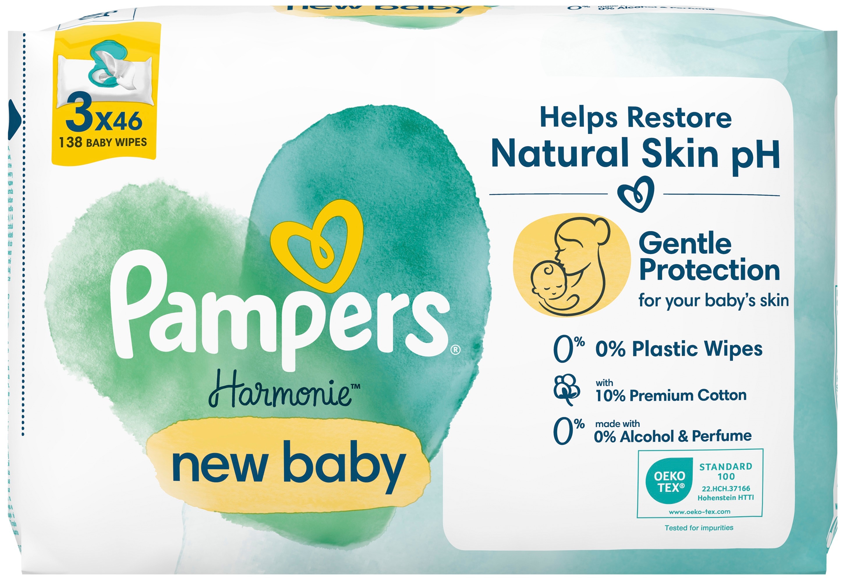 Салфетки влажные детские Pampers Harmonie new baby 3*46шт фото 2