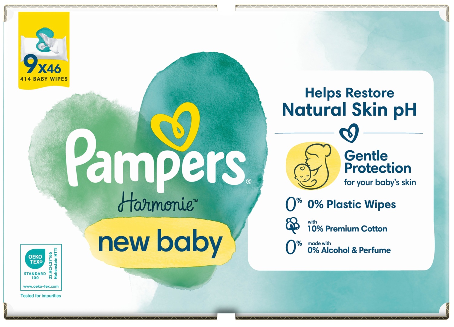 Серветки вологі дитячі Pampers Harmonie new baby 9*46штфото