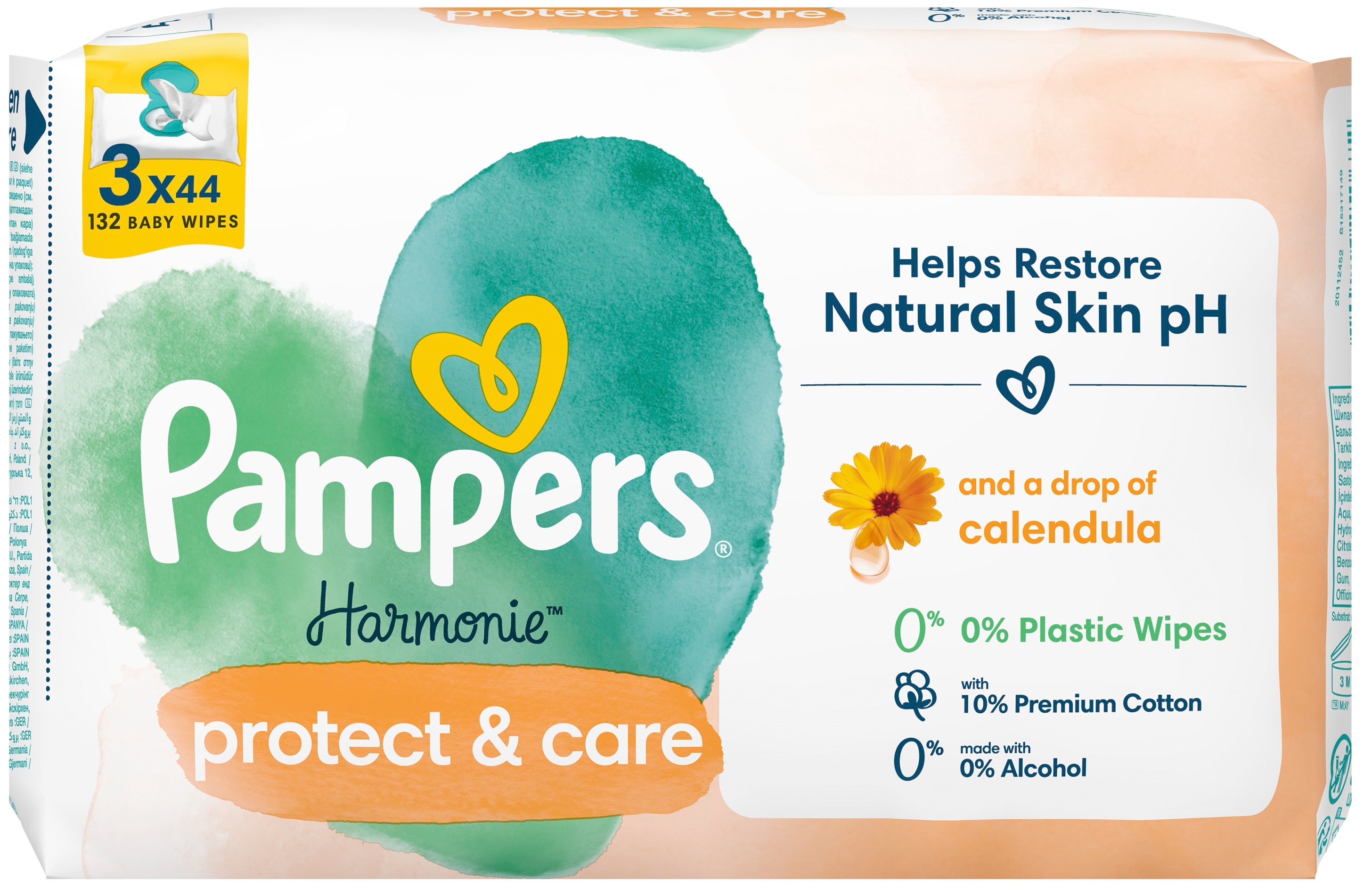 Серветки вологі дитячі Pampers Harmonie Protect&Care 3*44штфото2