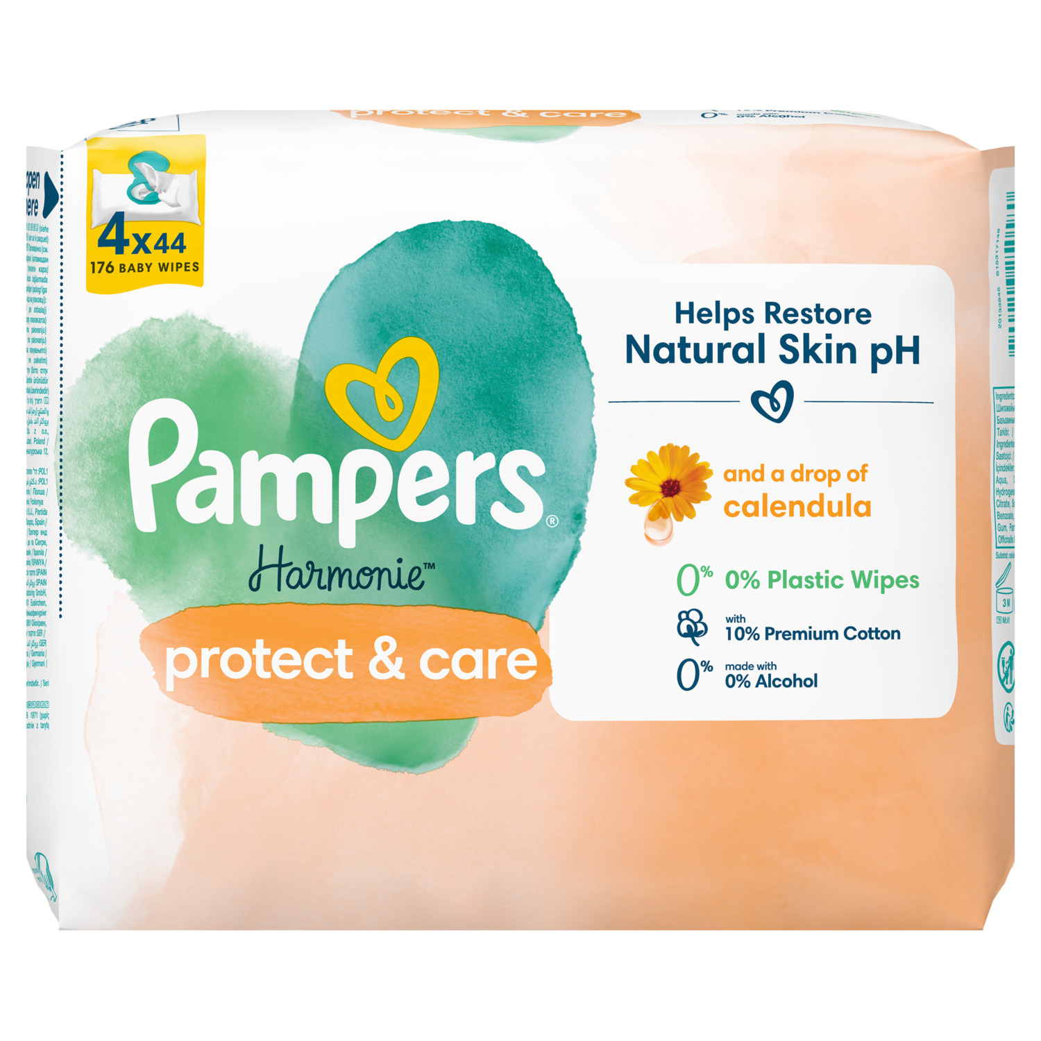 Салфетки влажные детские Pampers Harmonie Protect&Care 4*44шт фото