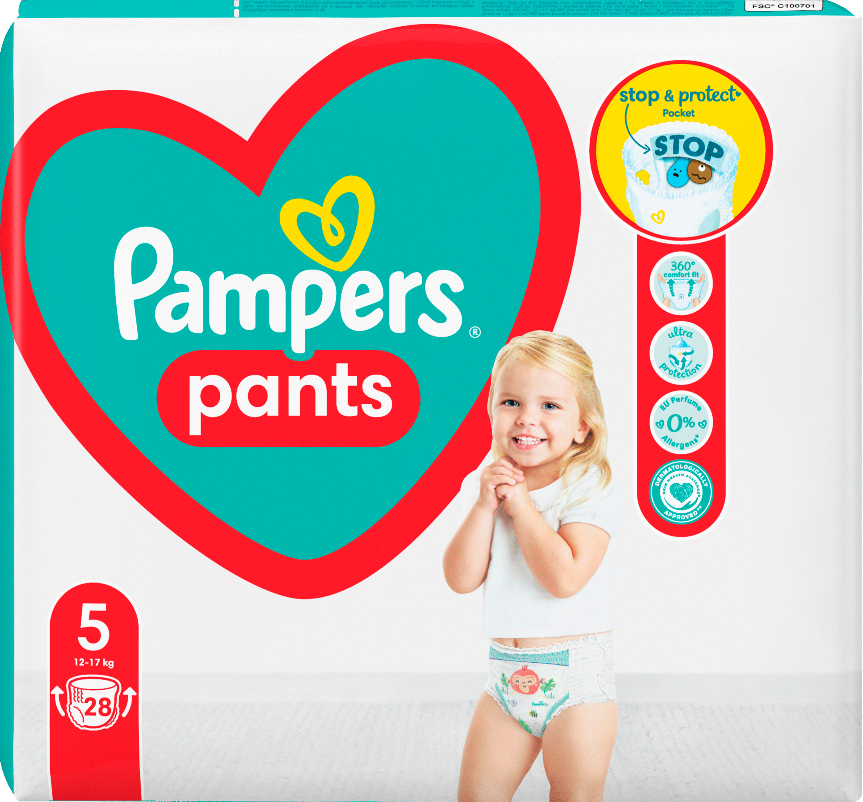 Подгузники-трусики Pampers Pants Junior размер 5 12-17кг 28шт фото 2