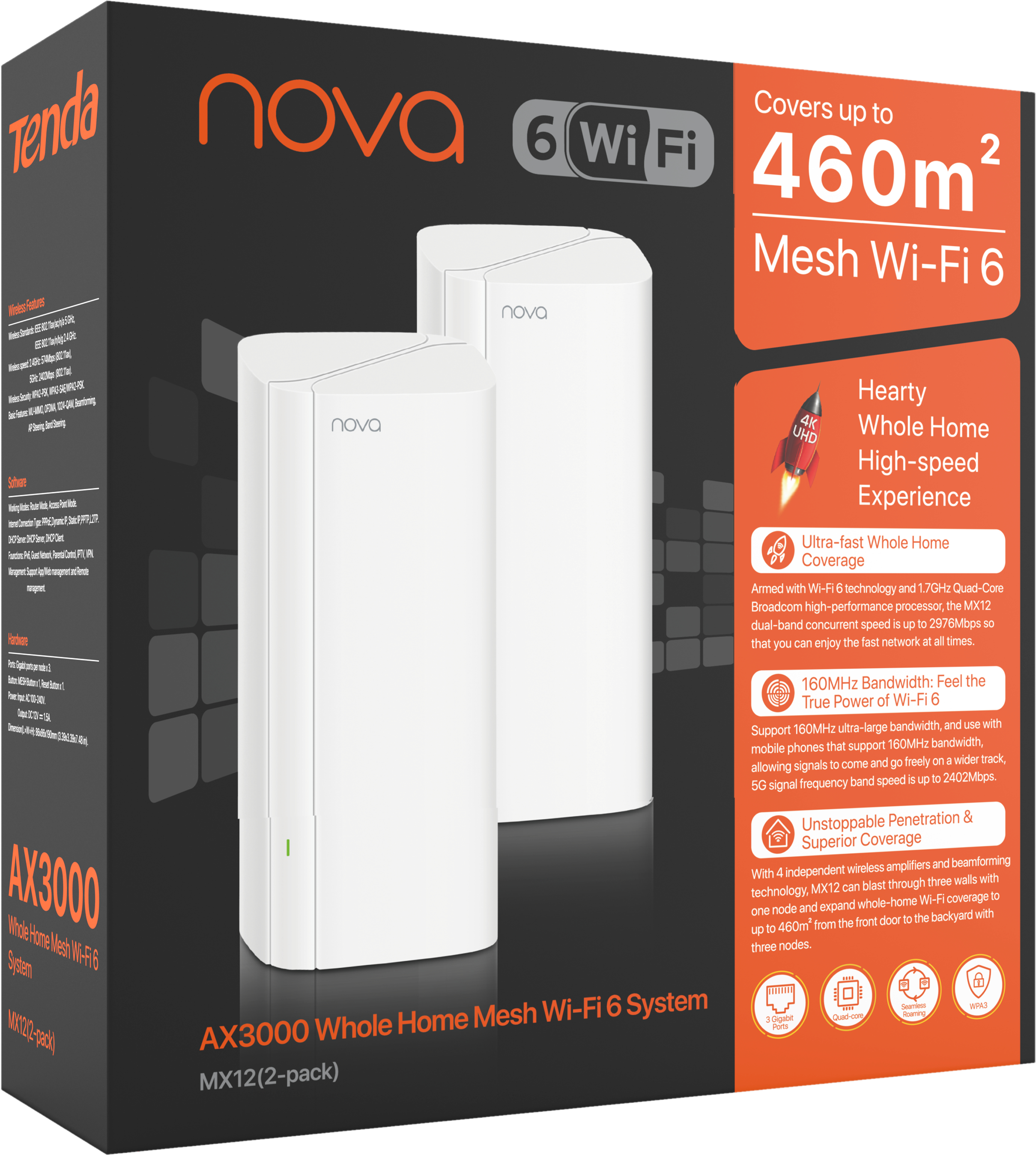 Система WiFi-Mesh TENDA MX12 NOVA AX1800, 2мод (MX12-KIT-2) фото 5