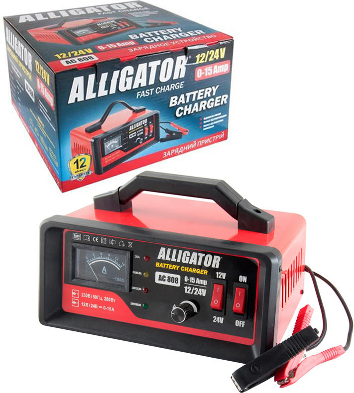 Зарядний пристрій Alligator 12/24V 15А (AC808)фото2