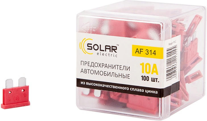 Набір запобіжників Solar стандарт 10А 100шт (AF314)фото3