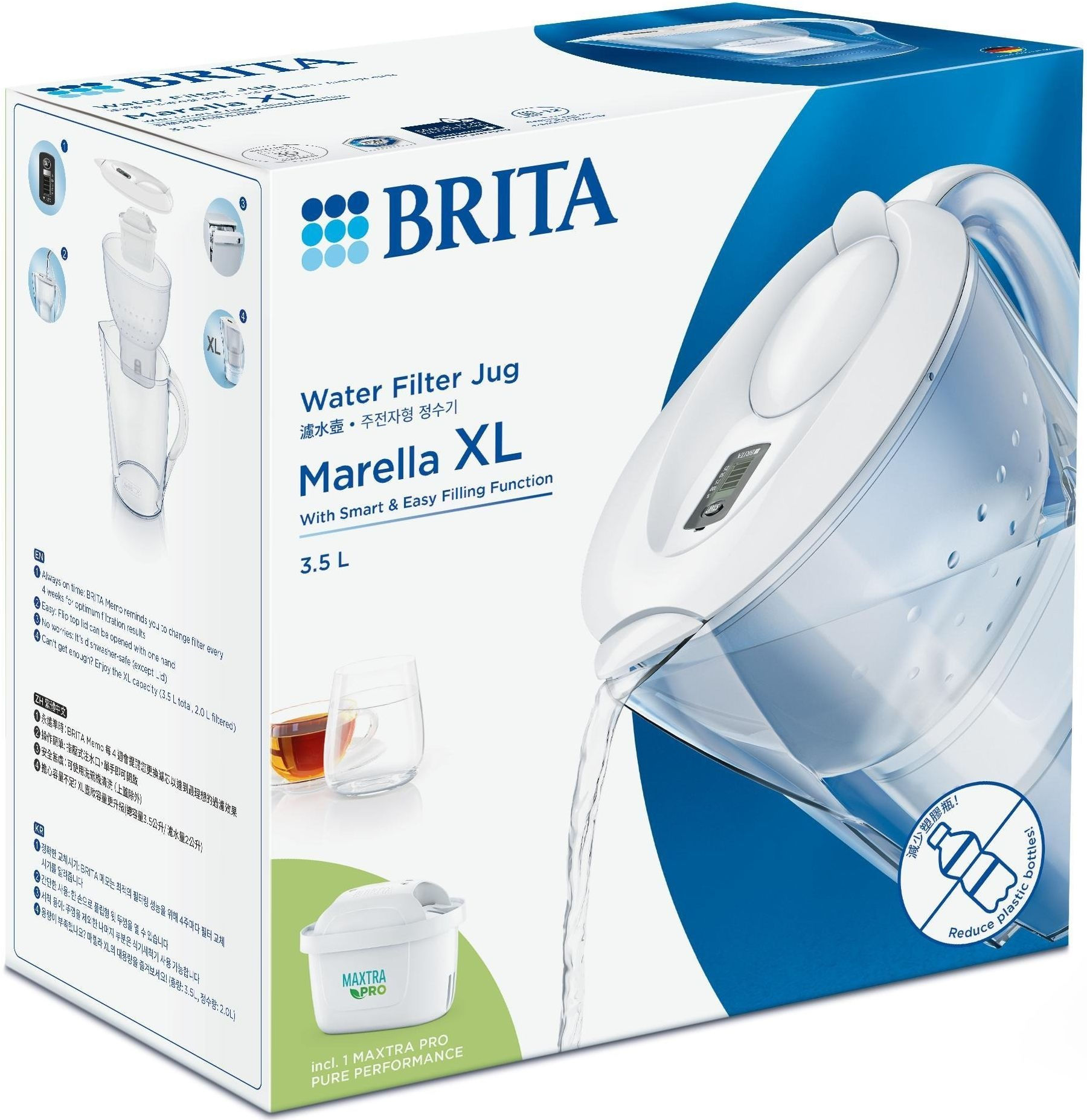 Фільтр-глечик Brita Marella XL Memo MXPro 3.5л (2л очищеної води) білий (1052778)фото5