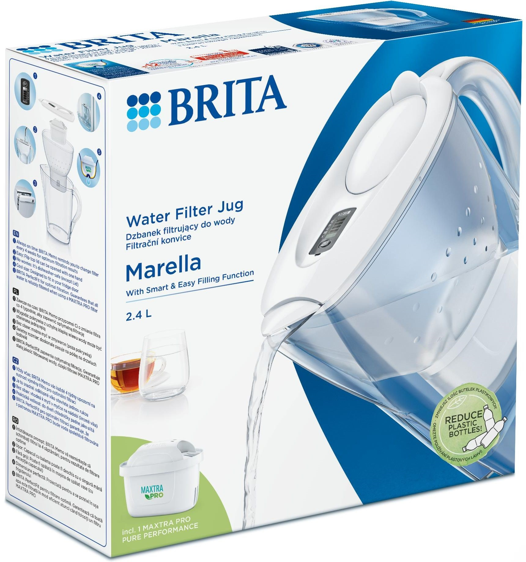Фільтр-глечик Brita Marella Memo MXPro 2.4л (1.4л очищеної води) білий (1052789)фото5