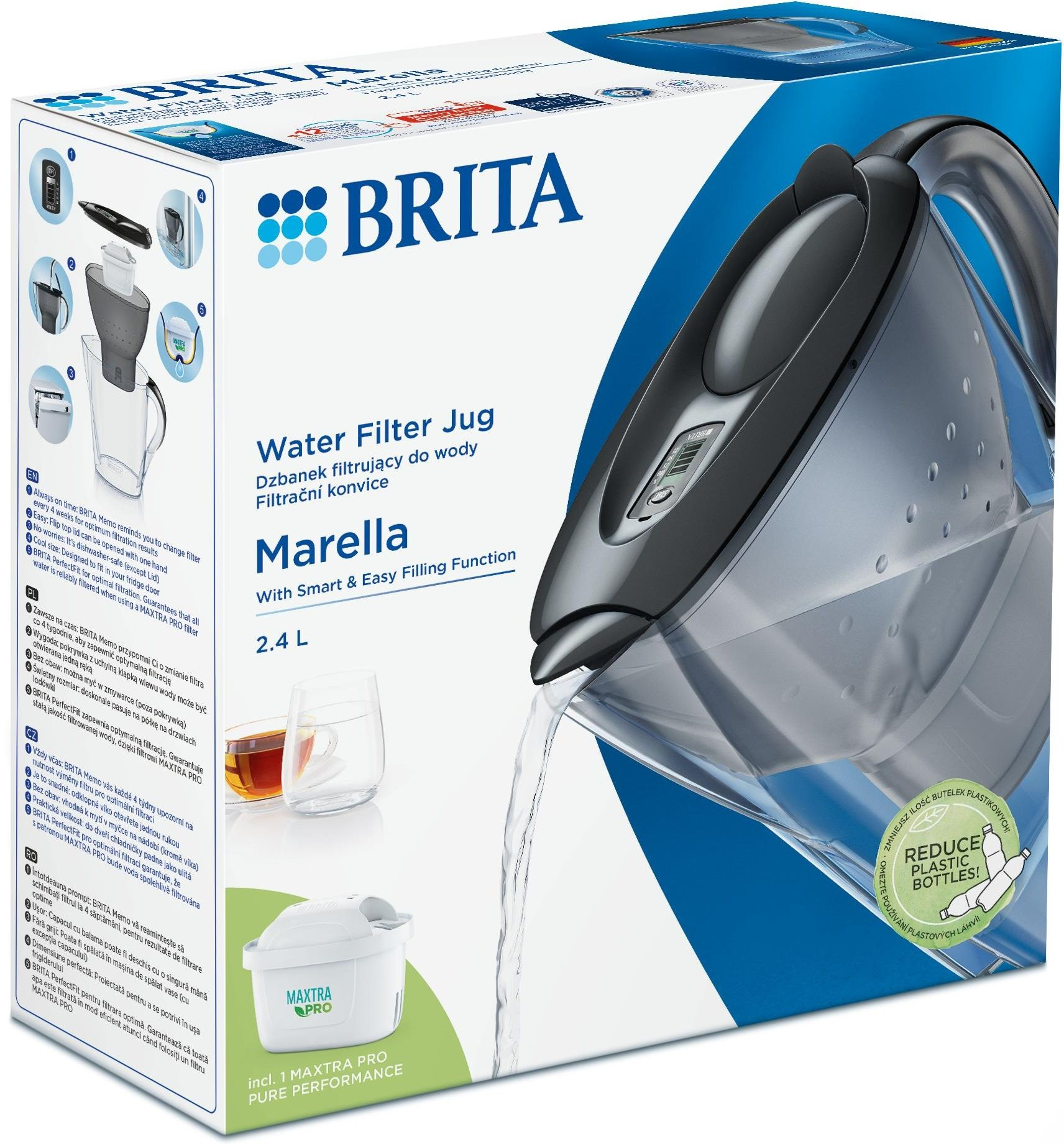 Фільтр-глечик Brita Marella Memo MXPro 2.4л (1.4л очищеної води) графіт (1052794)фото5