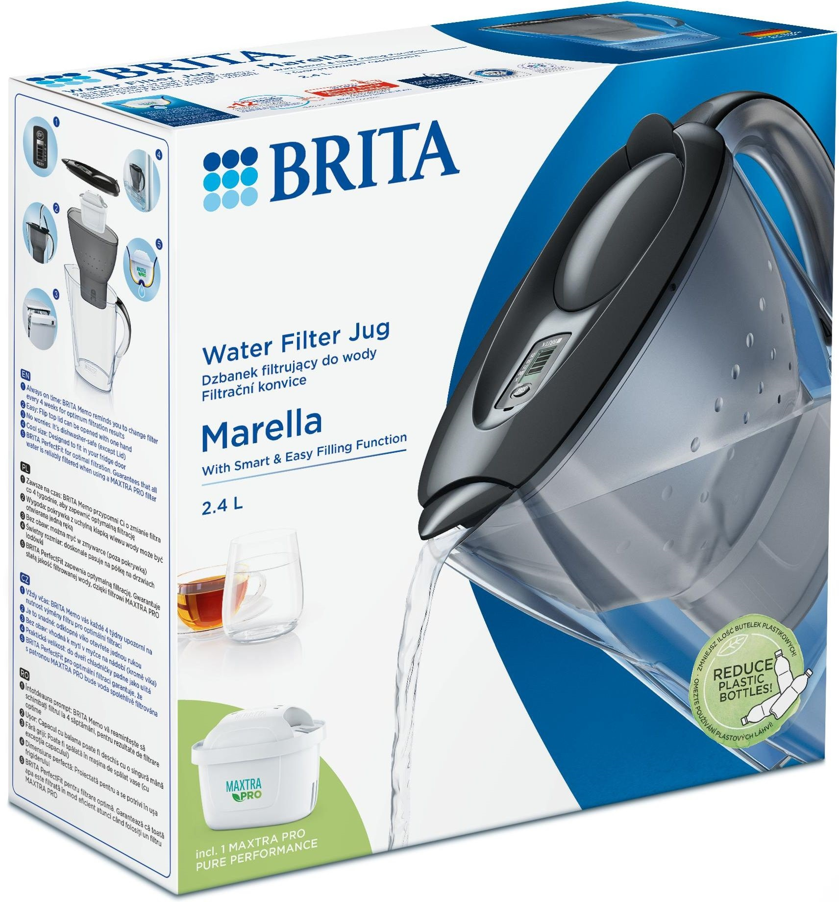 Фильтр-кувшин Brita Marella Memo MXPro 2.4л (1.4л очищенной воды) графит (1052794) фото 5