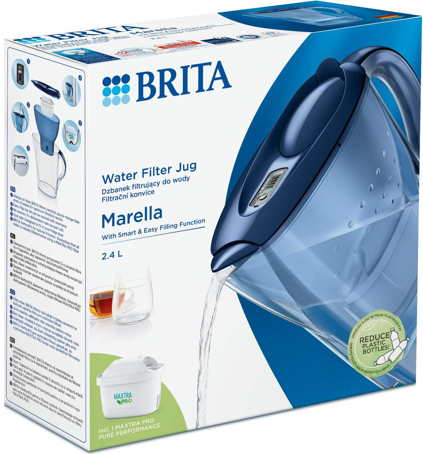Фільтр-глечик Brita Marella Memo MXPro 2.4л (1.4л очищеної води) синій (1052799)фото5
