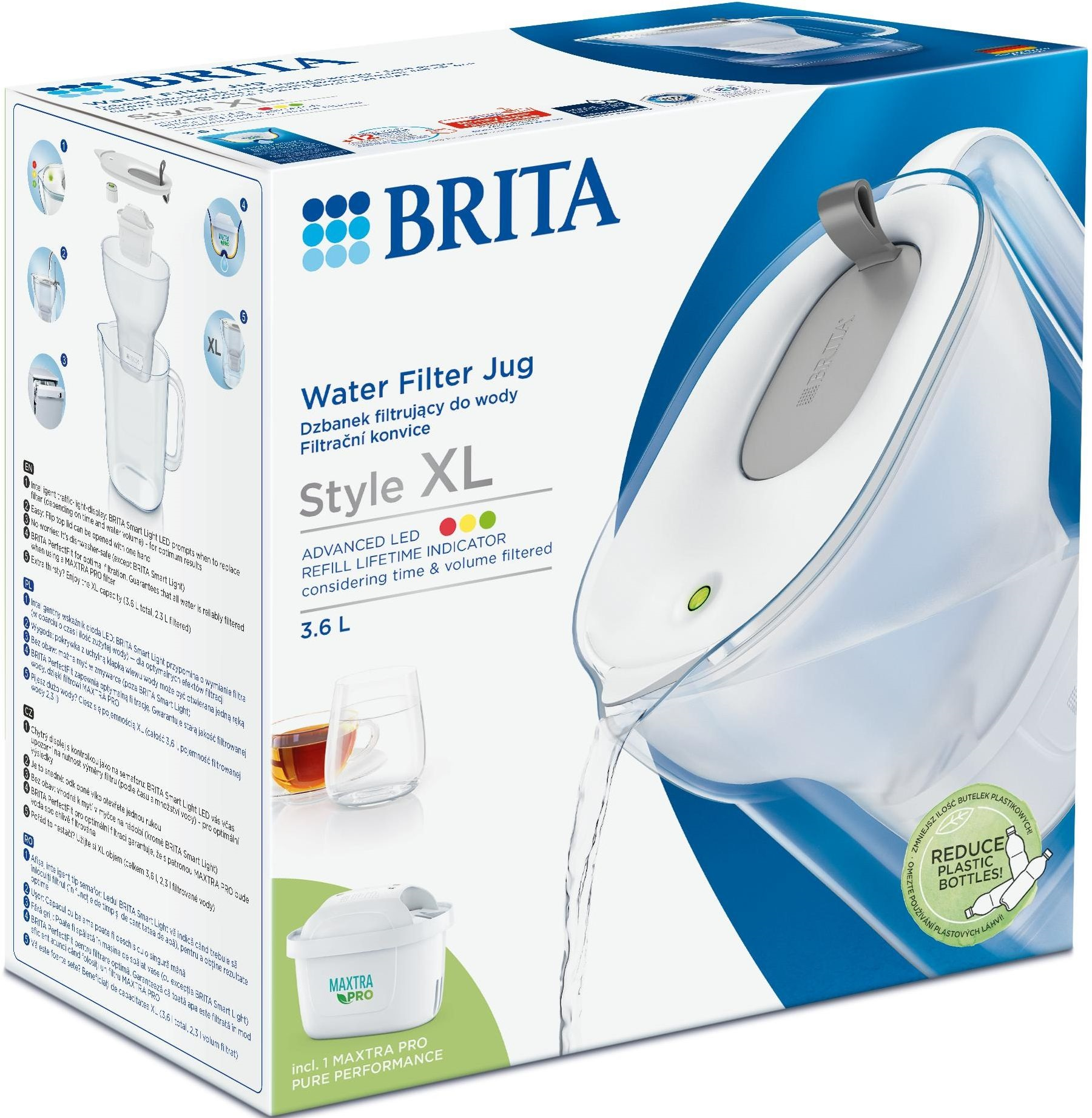 Фильтр-кувшин Brita Style XL LED MXPro 3.6л (2.3л очищенной воды) серый (1052803) фото 5