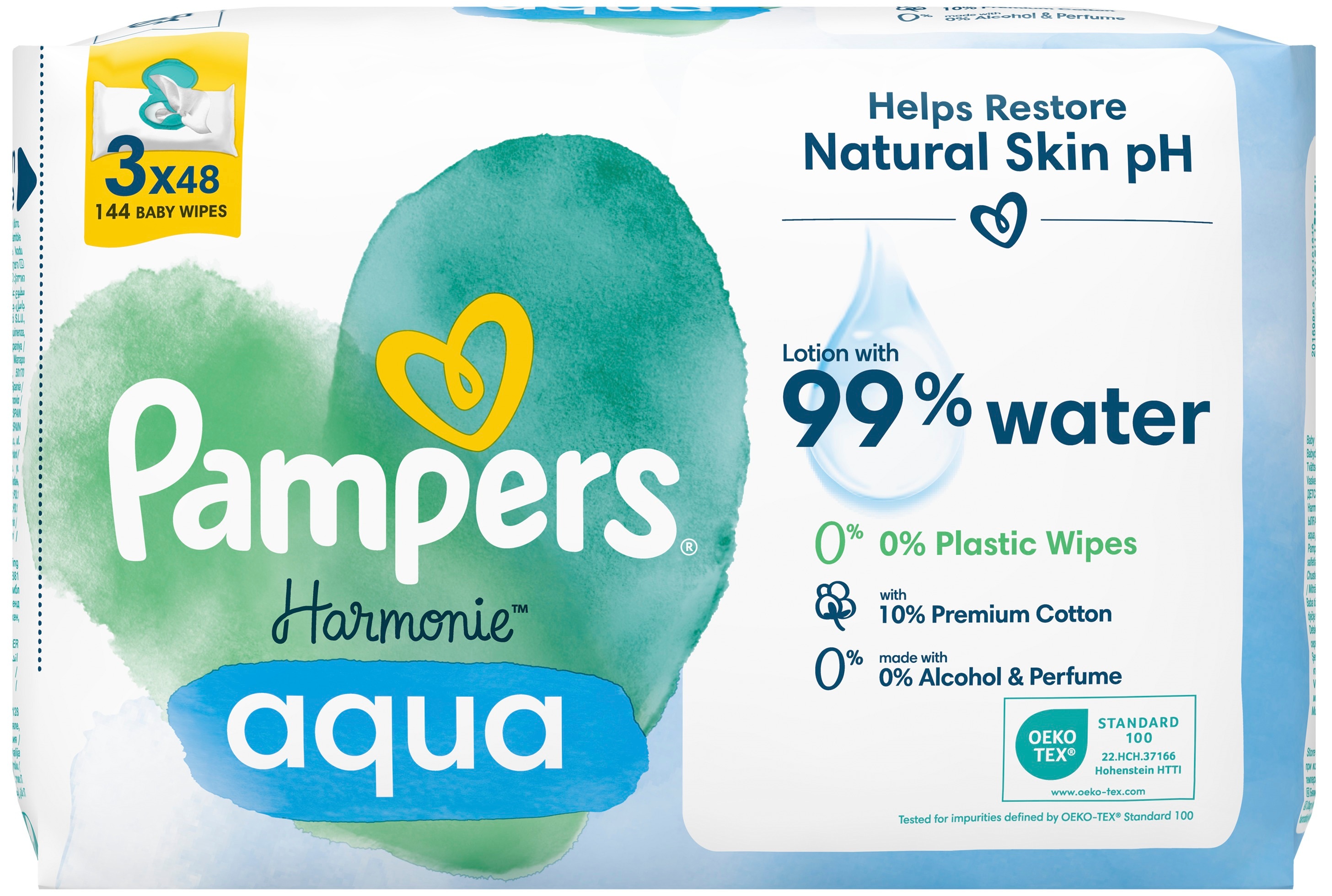 Серветки вологі дитячі Pampers Harmonie Aqua 3*48штфото2