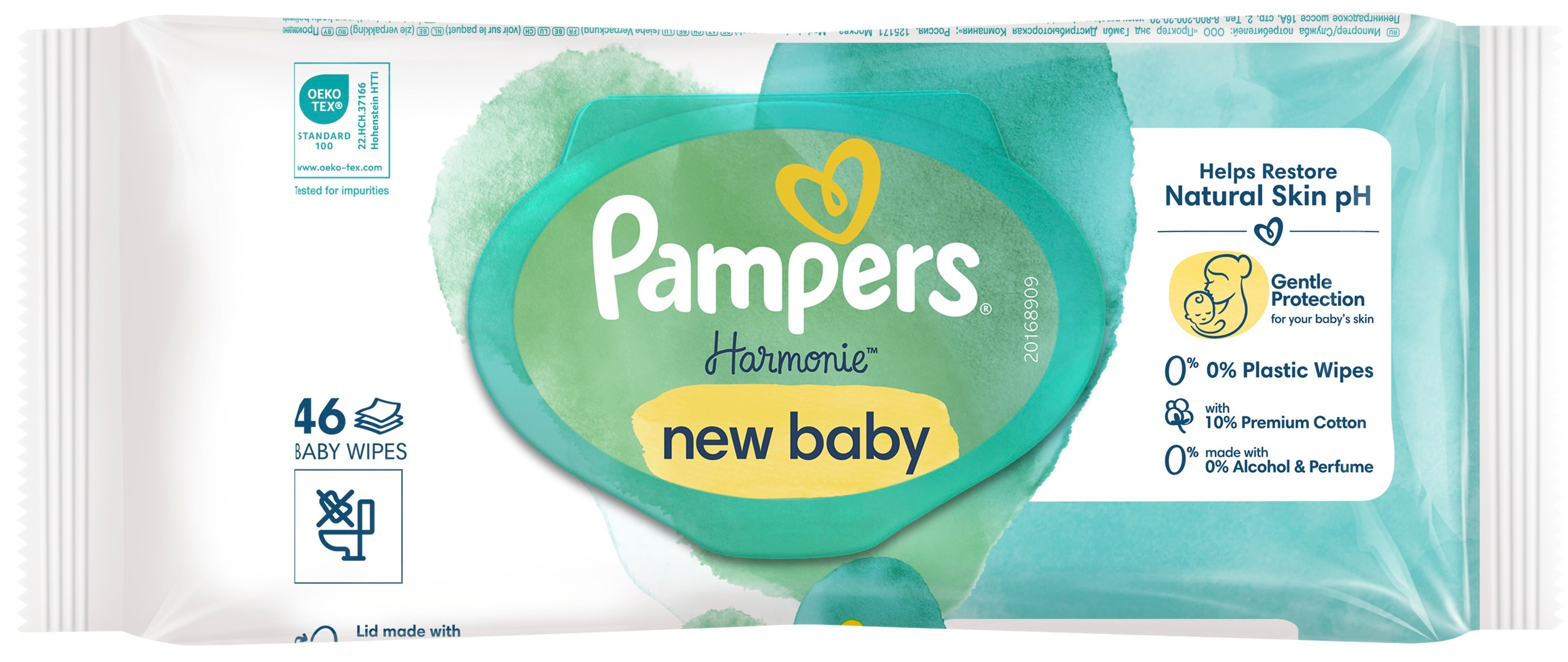 Серветки вологі дитячі Pampers Harmonie new baby 46штфото2