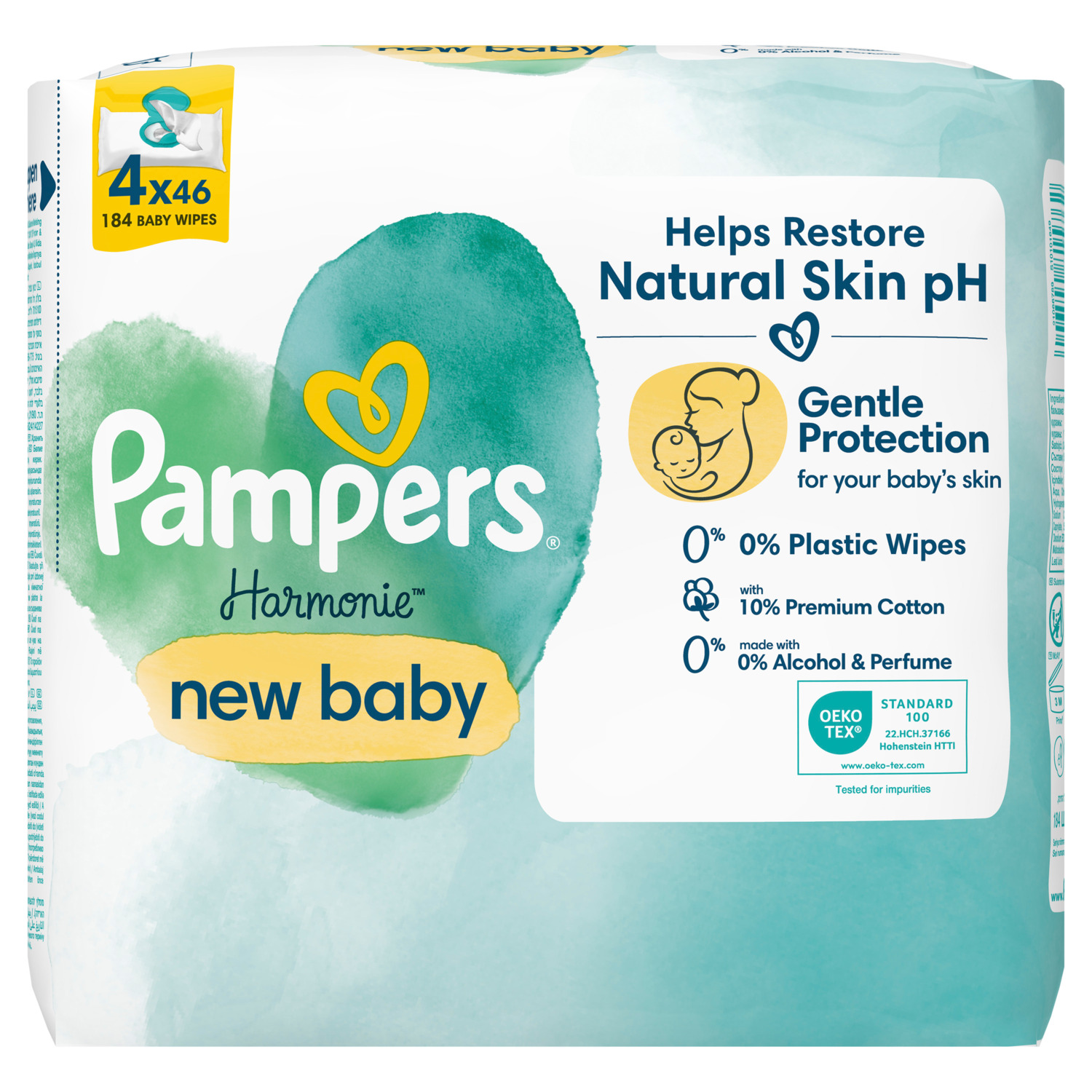 Серветки вологі дитячі Pampers Harmonie new baby 4*46штфото