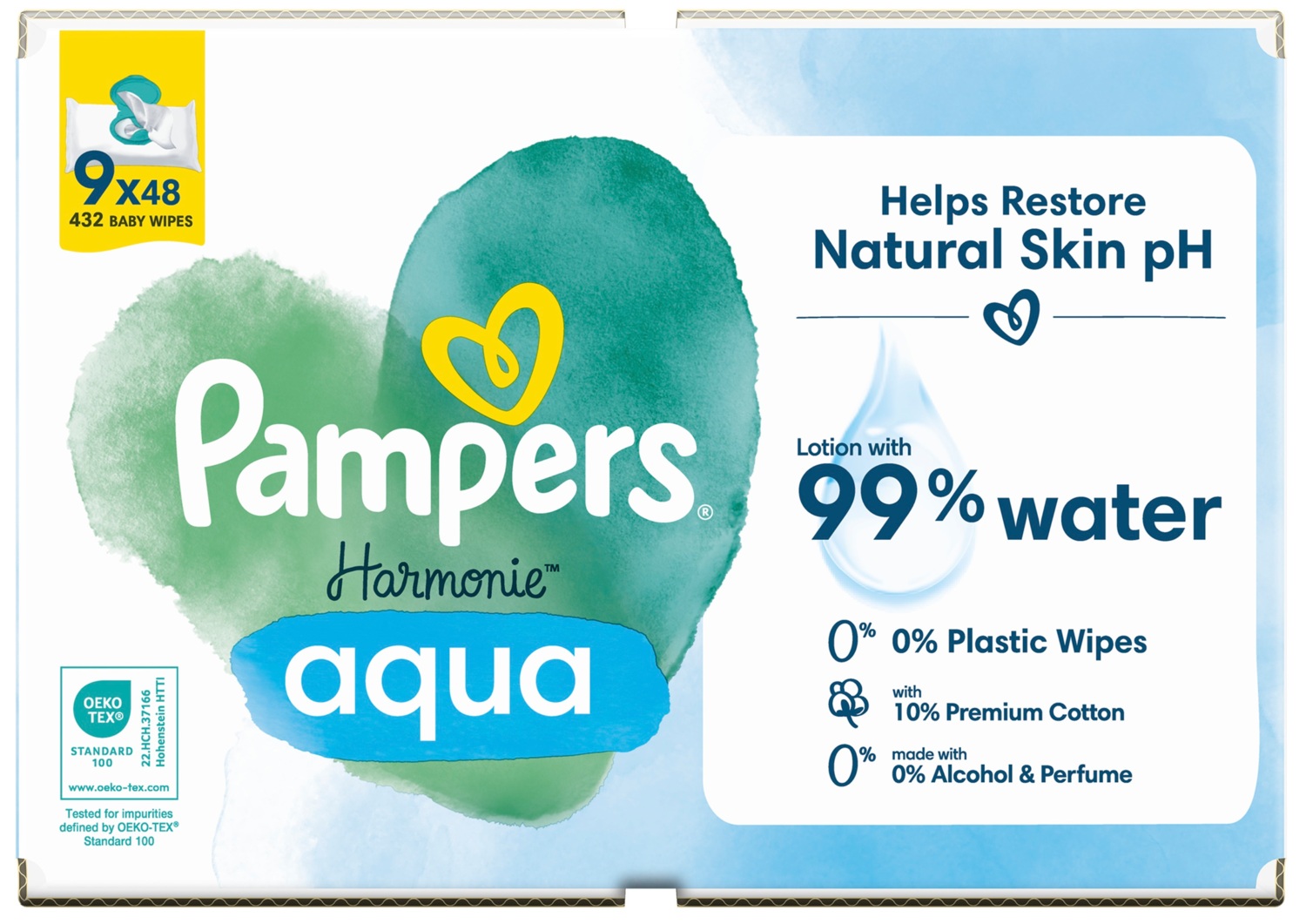 Салфетки влажные детские Pampers Harmonie Aqua 9*48шт фото