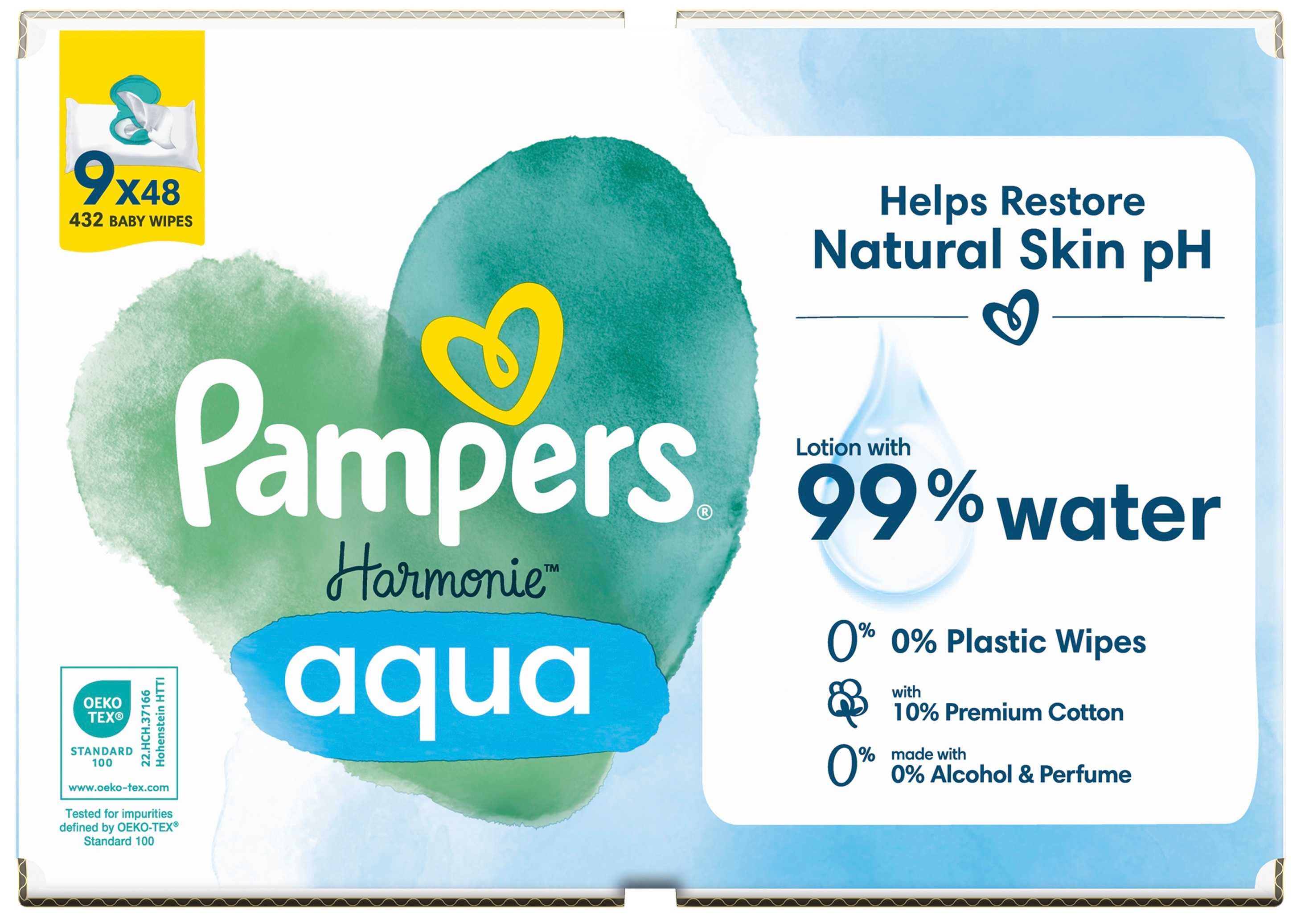 Салфетки влажные детские Pampers Harmonie Aqua 9*48шт фото 2