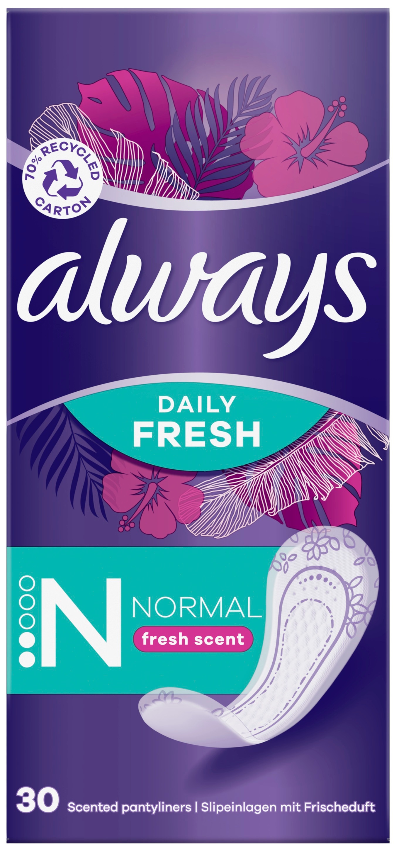 Ежедневные прокладки Always Daily Fresh Normal Свіжий аромат 30 шт фото 