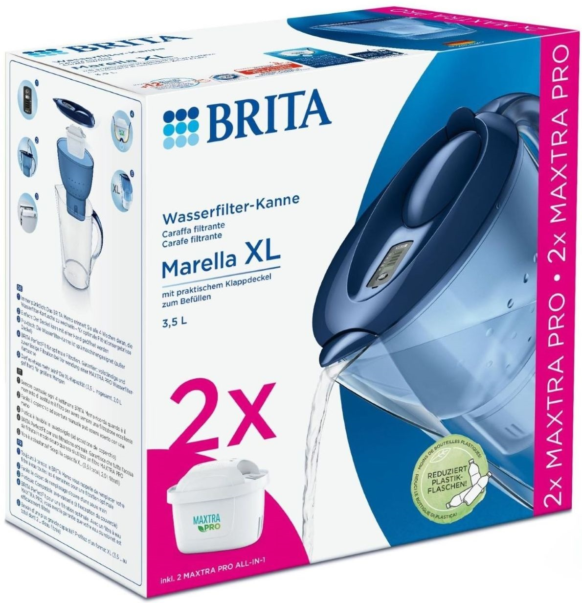 Фильтр-кувшин Brita Marella XL Memo MXPro 3.5л (2л очищенной воды) + 2 картриджа синий (1052786) фото 6